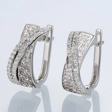 画像をギャラリービューアに読み込む, Black/White Cross Earrings for Women Trendy Hoop Earrings Silver Color Fashion Jewelry n219