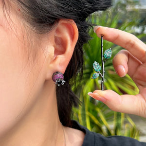 Cubic Zirconia Flower Leaf Long Dangle Drop Party Earrings for Women b161
