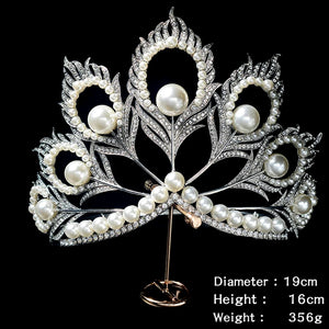 Adjustable White Pearls Rhinestone Miss Universe Mikimoto crown Hair Accessories y89