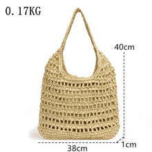 Load image into Gallery viewer, New Summer Straw Bag for Women Straw Shoulder Bags Rattan Woven Hollow Beach Bag a188