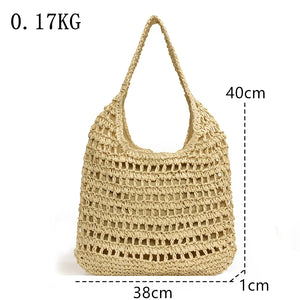 New Summer Straw Bag for Women Straw Shoulder Bags Rattan Woven Hollow Beach Bag a188