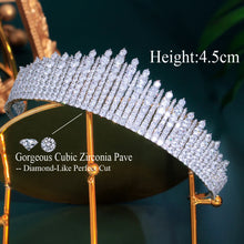 Cargar imagen en el visor de la galería, Luxury Shiny Round Cubic Zirconia Big Headwear Queen Crown for Women