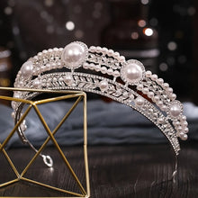 画像をギャラリービューアに読み込む, Silver Color Pearl Rhinestone Luxury Tiara Hairband Wedding Accessories Headband Crown