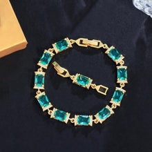 画像をギャラリービューアに読み込む, Rectangle Cubic Zirconia Paved Charm Link Bracelets for Women cw58 - www.eufashionbags.com