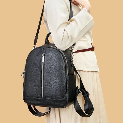 Cowhide Laptop Backpack Leather Anti-theft Schoolbag Women Small Travel Bags Shoulder Bags Girls Handbags Mochila BG8126