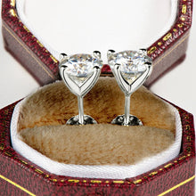 Charger l&#39;image dans la galerie, Real 1 Carat D Color Moissanite Diamond stud earrings women 925 Sterling Silver Sparkling Earring