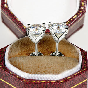 Real 1 Carat D Color Moissanite Diamond stud earrings women 925 Sterling Silver Sparkling Earring