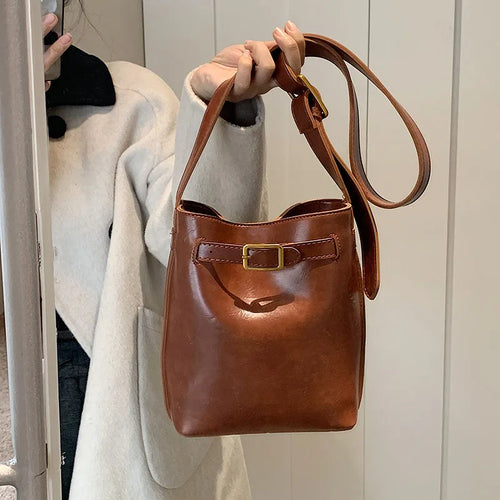 Belt Design Pu Leather Shoulder Bags for Women Winter Fashion Small Handbags x209