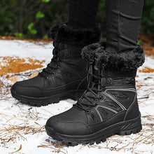 Laden Sie das Bild in den Galerie-Viewer, Women Snow Boots Warm Plush Waterproof Platform Shoes Lace Up Winter Footwear k02
