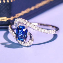 Carica l&#39;immagine nel visualizzatore di Gallery, Blue Cubic Zirconia Women Rings Novel Design Wedding Engagement Band Accessories