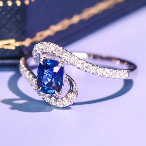 Blue Cubic Zirconia Women Rings Novel Design Wedding Engagement Band Accessories