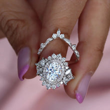 Cargar imagen en el visor de la galería, Trendy Women Set Rings for Engagement Wedding Cubic Zirconia 2Pcs Rings