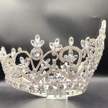 Cargar imagen en el visor de la galería, Luxury Crown Crystal Large Round Queen Wedding Hair Accessories y109