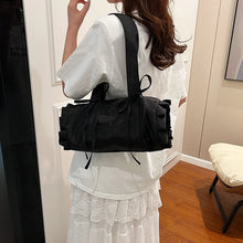 Carica l&#39;immagine nel visualizzatore di Gallery, Solid Color Bow Design Canvas Shoulder Bag for Women 2024 Fashion Sweet Bag Handbags