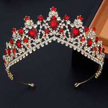 Load image into Gallery viewer, 3pcs Wedding Crown Bride Dubai Jewelry Sets for Women Tiaras Bridal Headdress Crown Necklace earring sets accessories