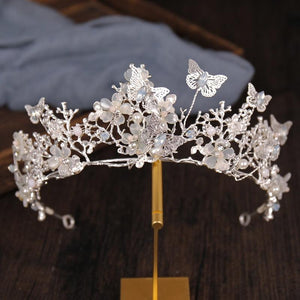 Luxury Crystal Pearl Butterfly Jewelry Set Rhinestone Choker Necklace Earrings Sets bj15 - www.eufashionbags.com