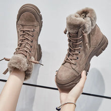 Cargar imagen en el visor de la galería, Winter Women Snow Boots Thick Sole Warm Plush Shoes Genuine Leather Suede Sneakers q165