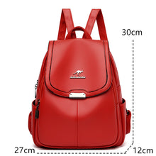 Carica l&#39;immagine nel visualizzatore di Gallery, High Quality Women Backpack PU Leather School Bag Travel Backpack Large Travel Backpack a10