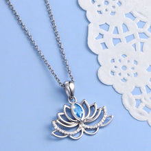 Load image into Gallery viewer, Aesthetic Lotus Shaped Necklace Inlaid Marquise Blue CZ New for Women Wedding Jewelry n115