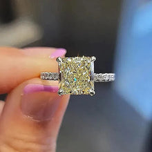 Load image into Gallery viewer, Square Yellow CZ Finger Ring for Women Temperament Wedding Band Accessories