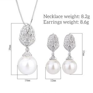 White Pearl Pendant Necklace for Women Tassel Jewelry Earrings 2024 Dress Accessories Wedding Gift