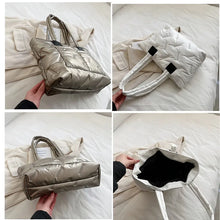 Laden Sie das Bild in den Galerie-Viewer, Space Pad Cotton Shoulder Bag High Quality Large Down Handbag a134