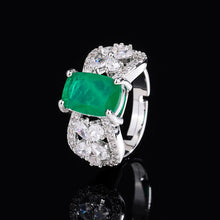 Charger l&#39;image dans la galerie, Fashion Square Paraiba Crystal Adjustable Ring Flower Nail Charms Bride Couple x01