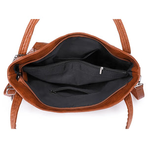 Luxury PU Leather Women Shoulder Bags Large Crossbody Bags Casual Retro Solid Color Travel Shopping Tote Bags Sac