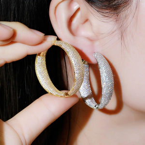 Micro Pave Cubic Zirconia Round Hoop Earrings Women Wedding Bridal Jewelry ce03 - www.eufashionbags.com