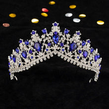 Charger l&#39;image dans la galerie, Pink Blue Opal Crystal Bridal Tiaras Queen Crown Rhinestone Wedding Hair Accessories bc90 - www.eufashionbags.com