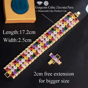 Multicolor Round Cubic Zircon Wedding Bracelet Bangle cb27 - www.eufashionbags.com