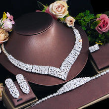 画像をギャラリービューアに読み込む, 4pcs White Cubic Zirconia Jewelry Sets Chunky Luxury Dubai Bridal Costume Accessories b39