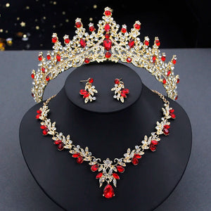 Blue Bride Crown Jewelry Sets for Women Earrings Tiaras Wedding Necklace sets Princess Girls Party Prom Costume Jewelry Set