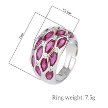 Cargar imagen en el visor de la galería, Red Crystal Adjustable Ring Jewelry Wedding Anniversary Engagement Rings for Women x25