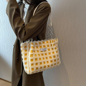 Fashion Soft Plush Shoulder Bag for Women Trendy Tote Bag Purse l30 - www.eufashionbags.com