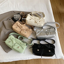 画像をギャラリービューアに読み込む, Green Bow Design Small PU Leather Shoulder Bag for Women 2024 Fashion Sweet Bag