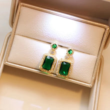 Laden Sie das Bild in den Galerie-Viewer, Full Bling Iced Out Blue/Green Cubic Zirconia Earrings Women for Wedding  Jewelry x25