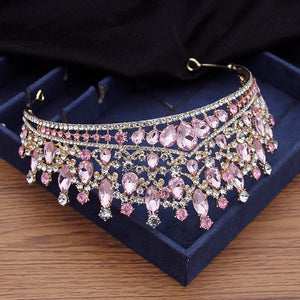 Baroque Vintage Crystal Wedding Crown Bridal Tiaras Headbands for Queen Diadem Headdress Prom Hair Jewelry Ornaments