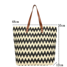 Laden Sie das Bild in den Galerie-Viewer, Large Straw Weave Tote Summer Beach Bags for Women 2024 Fashion Bohemian Travel Shoulder Bag a166