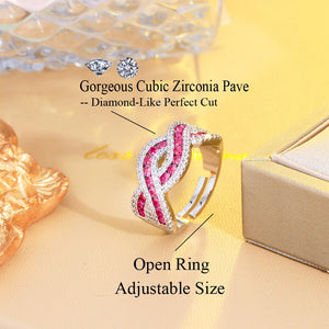 Twist Cross Fuchsia Cubic Zirconia Women Adjusted Rings Bohemian Beach Jewelry