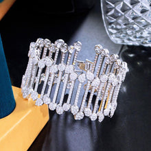 Cargar imagen en el visor de la galería, Full Cubic Zirconia Micro Pave Large Wide Bracelet for Women Wedding Party cw28 - www.eufashionbags.com
