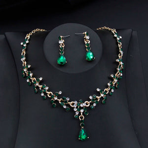 Green Bridal Jewelry sets with Tiara jewellry set Bride crown and necklace Earrings sets Princess Girls Wedding Party Prom