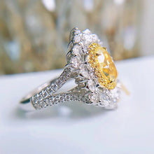Carica l&#39;immagine nel visualizzatore di Gallery, Fashion Exaggerated Rings For Women Silver Color Resizable Egg CZ Yellow Temperamental Wedding Ring Retro Jewelry
