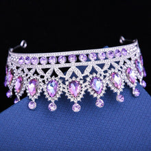 Load image into Gallery viewer, Purple Crystal Wedding Hair Accessories Luxury Women Tiaras Crowns bc18 - www.eufashionbags.com