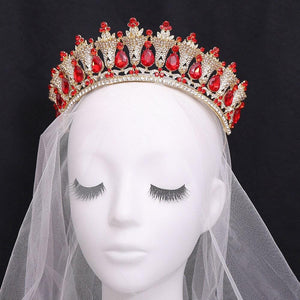 Green Crystal Tiaras Bride Headwear Baroque Retro Crown Jewelry Head Accessories bc92 - www.eufashionbags.com