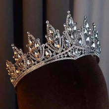 Laden Sie das Bild in den Galerie-Viewer, Baroque Luxury Sparkling Crystal Bridal Tiaras Cubic Zircon Crown Rhinestone Pageant Diadem Headpieces Wedding Hair Accessories