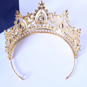 Luxury AB Color Rhinestone Bridal Tiaras Crowns Baroque Crystal Pageant Diadem Headbands e32