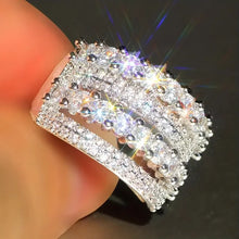 Laden Sie das Bild in den Galerie-Viewer, Full Paved Sparkling Cubic Zircon Wide Rings for Women Luxury Trendy Wedding Band Accessories