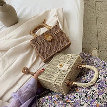画像をギャラリービューアに読み込む, Summer Hot Straw Bag Women Handmade Rattan Shoulder Bag Travel Vacation Beach Bag Fashion Small Square Bag Box Pouch