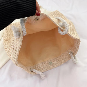 Summer Handmade Woven Women's Shoulder Bags Boho Straw Weaving Fashion Underarm Bag Large  Vacation Handbags